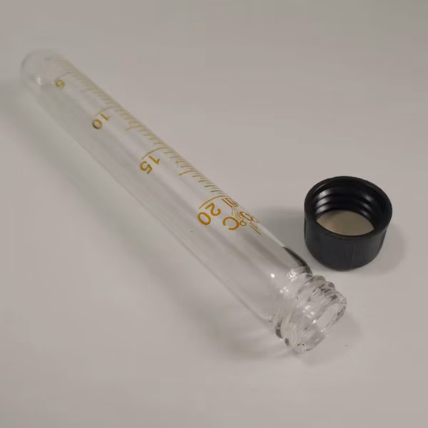 Tube en verre avec bouchon (gradués)